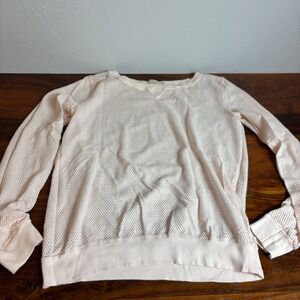 Michael Stars OS Pink Fishnet Mesh Long Sleeve Athletic Pullover Top OS